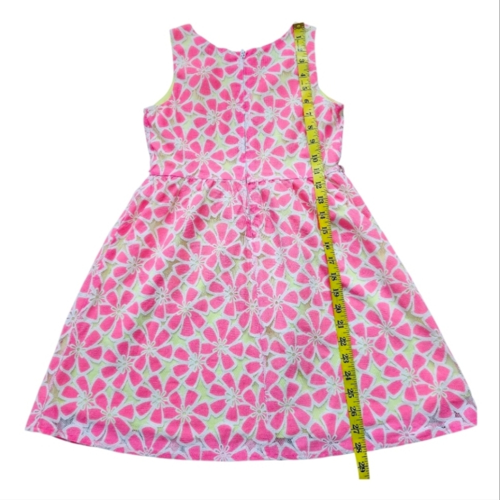 Justice Girls Dress Line-A Scoop Neck Sleeveless Pink Neon-Yellow Lining Size 10 - Picture 8 of 10